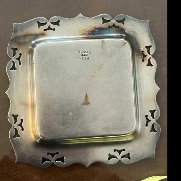 Vintage Silver plate with glass middle - Picture 5 of 5